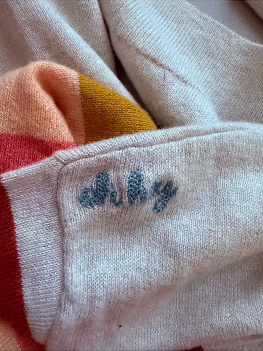 Marine Layer Cream Crewneck with Rainbow Stripes sml - Picture 6 of 8